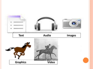 Text     Audio     Images




Graphics     Video
 