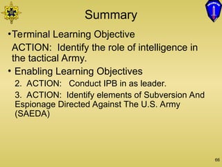 Terminal Learning Objective Examples Army Comprehensive Overview of Military Intelligence and IPB Process in ...