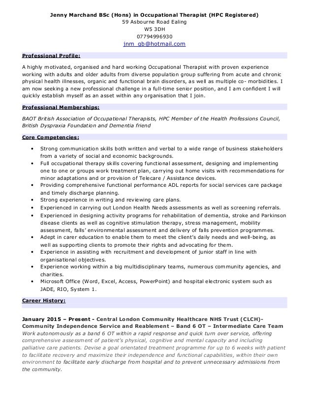 occupational therapy cv kadil carpentersdaughter co occupational therapy resume