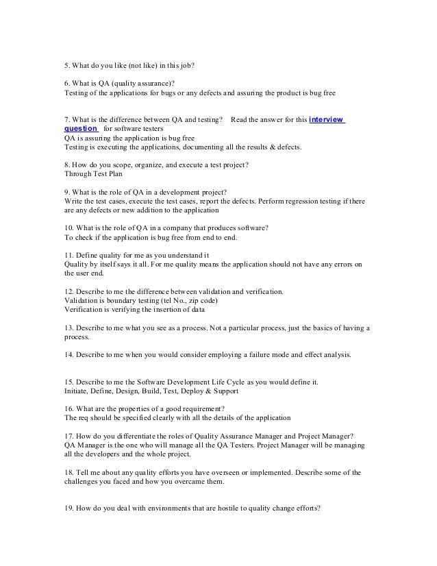 qa questions and answers