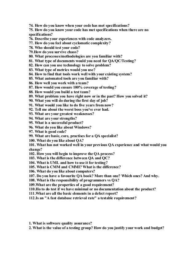qa testing interview questions and answers