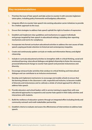 Addressing hate speech through education - A guide for Policy-makers | PDF
