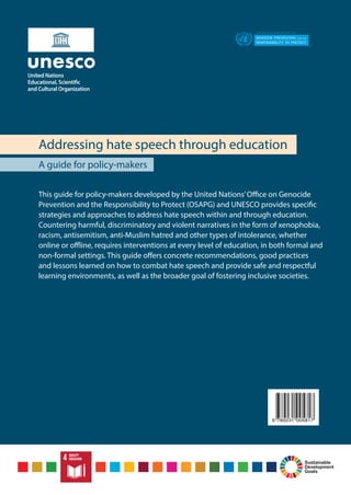 Addressing hate speech through education - A guide for Policy-makers | PDF