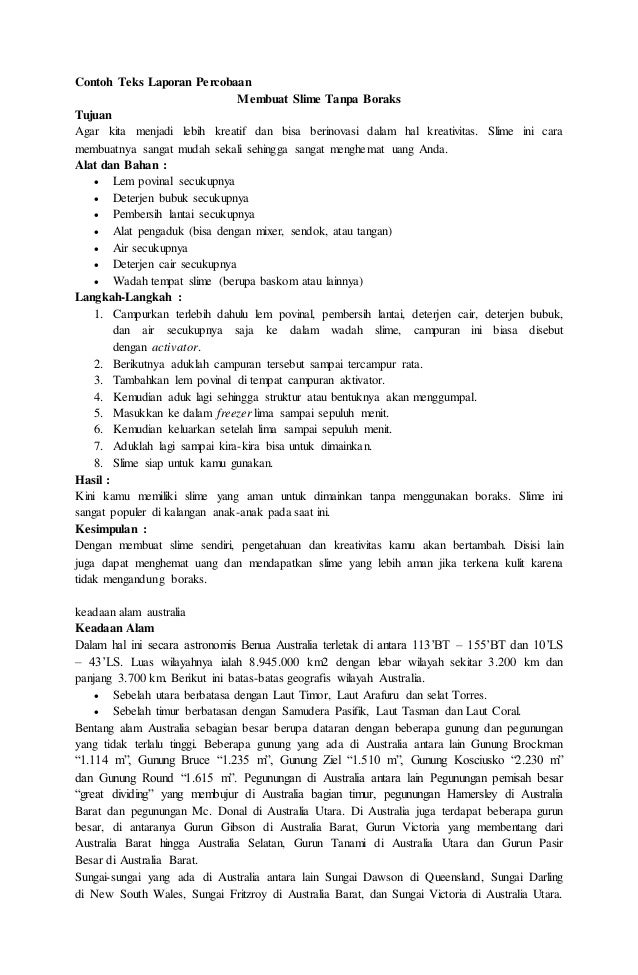 Contoh Teks Laporan Percobaan