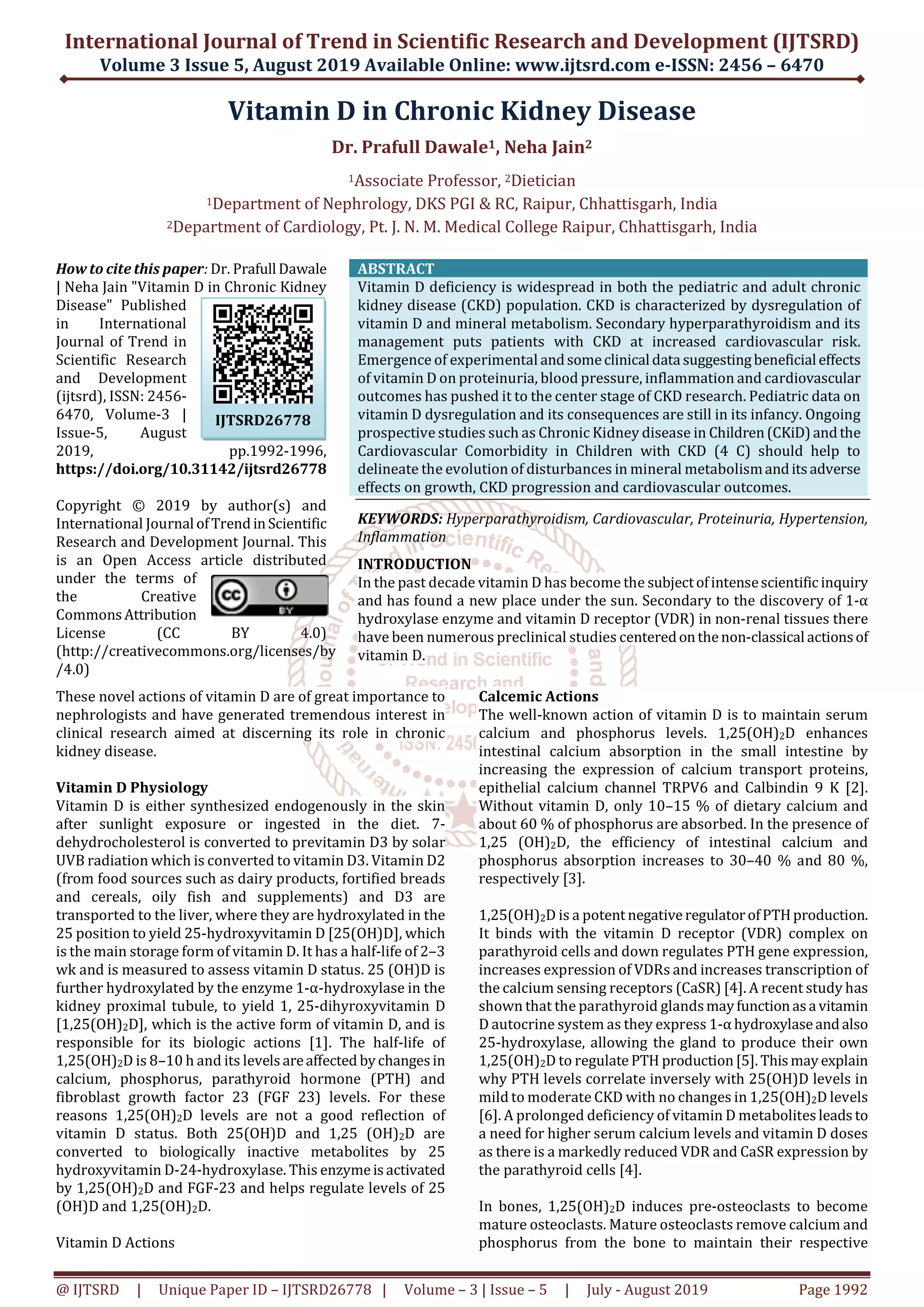 Vitamin D in Chronic Kidney Disease | PDF