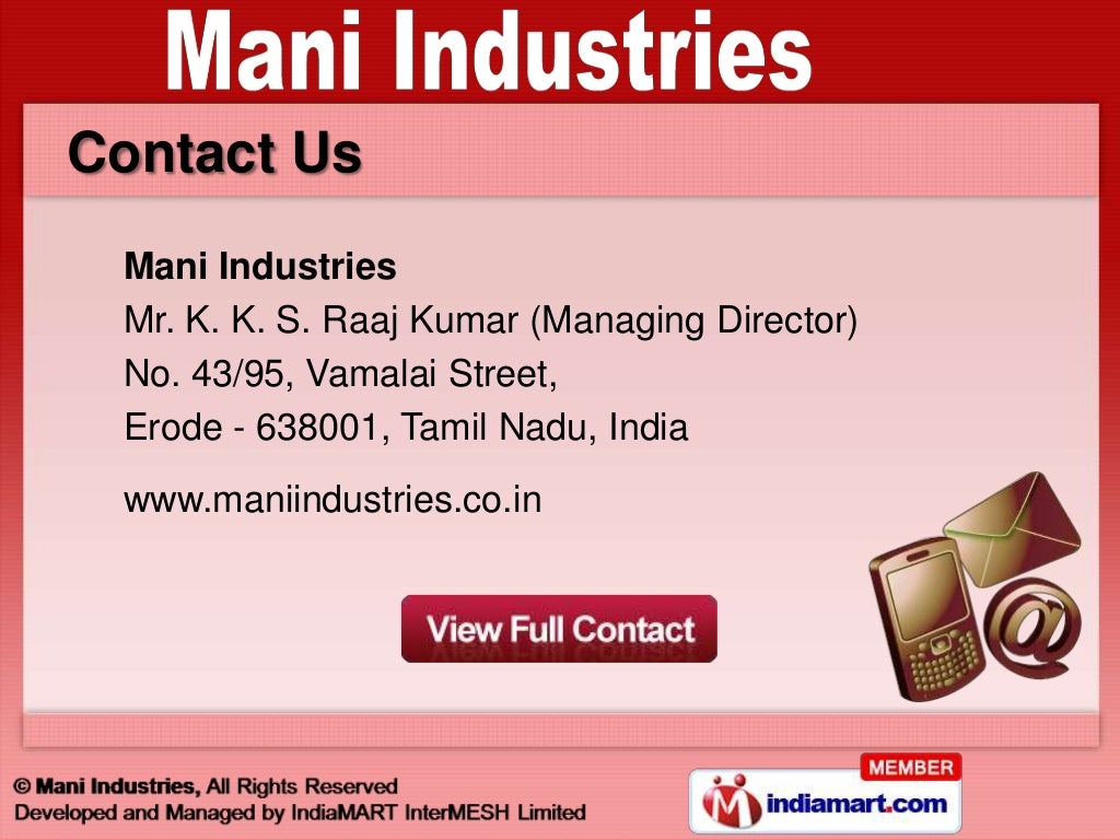 Mani Industries Tamil Nadu India