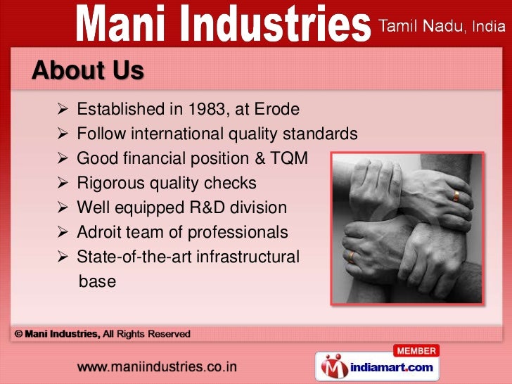 Mani Industries Tamil Nadu India