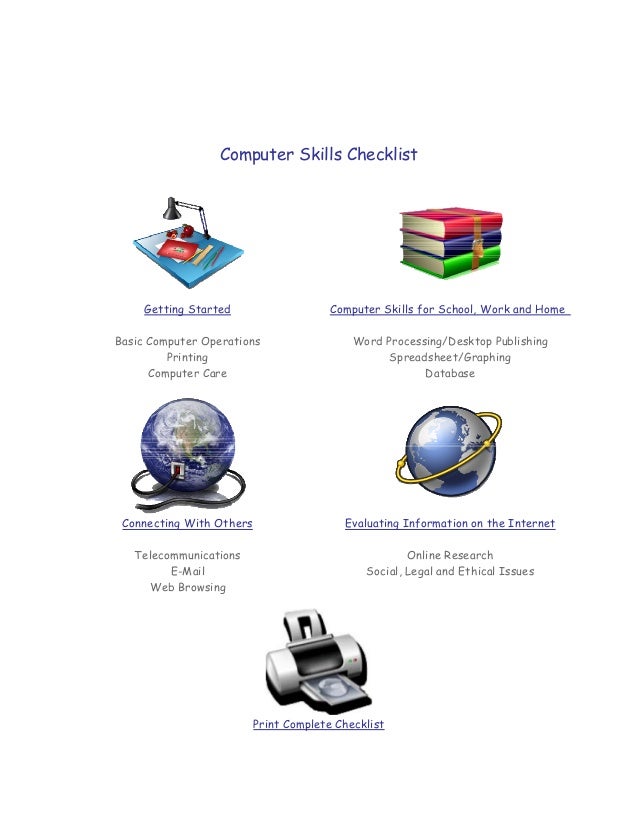 Basic Computer Skills Checklist