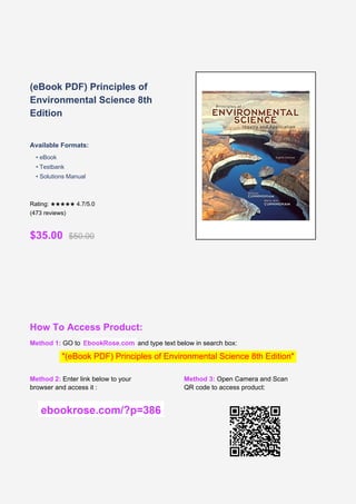 Comprehensive Guide to Principles of Environmental Science 8th Edition ...