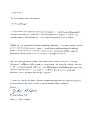 Letter of Recommendation Reed