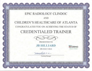 EPIC Credentialed Trainer cert-Radiology ClinDoc July2012