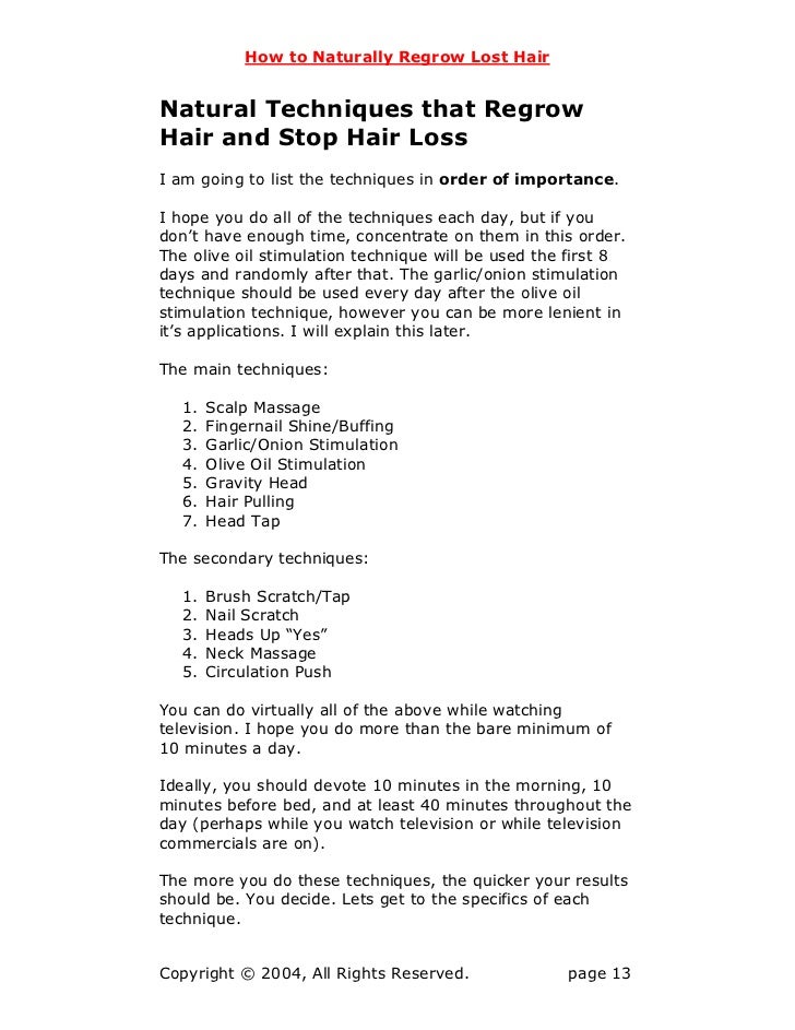 How To Naturally Regrow Lost Hair In 15 Minutes A Day Pdf Free