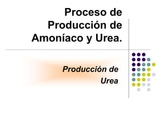 Proceso de
Producción de
Amoníaco y Urea.
Producción de
Urea
 