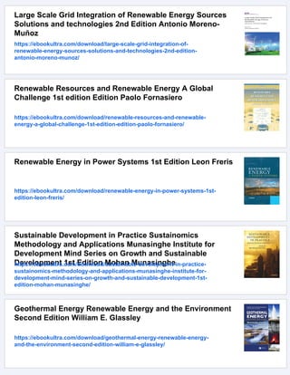 Sustainable Growth and Applications in Renewable Energy Sources 1st ...