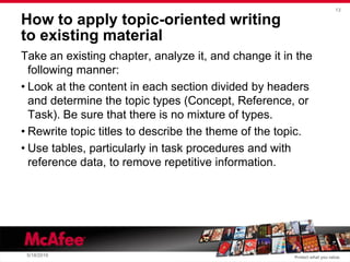 Topic-oriented writing at McAfee | PDF