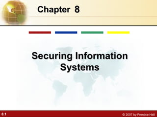 8.1 © 2007 by Prentice Hall
88ChapterChapter
Securing InformationSecuring Information
SystemsSystems
 