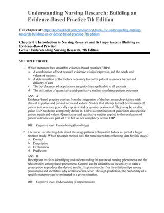Test Bank for Understanding Nursing Research: Building an Evidence ...