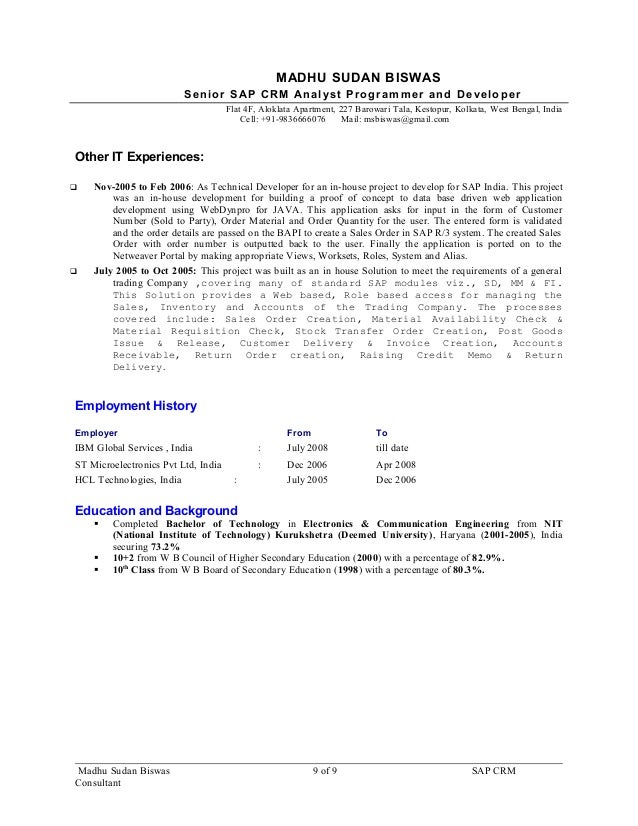 resume crm