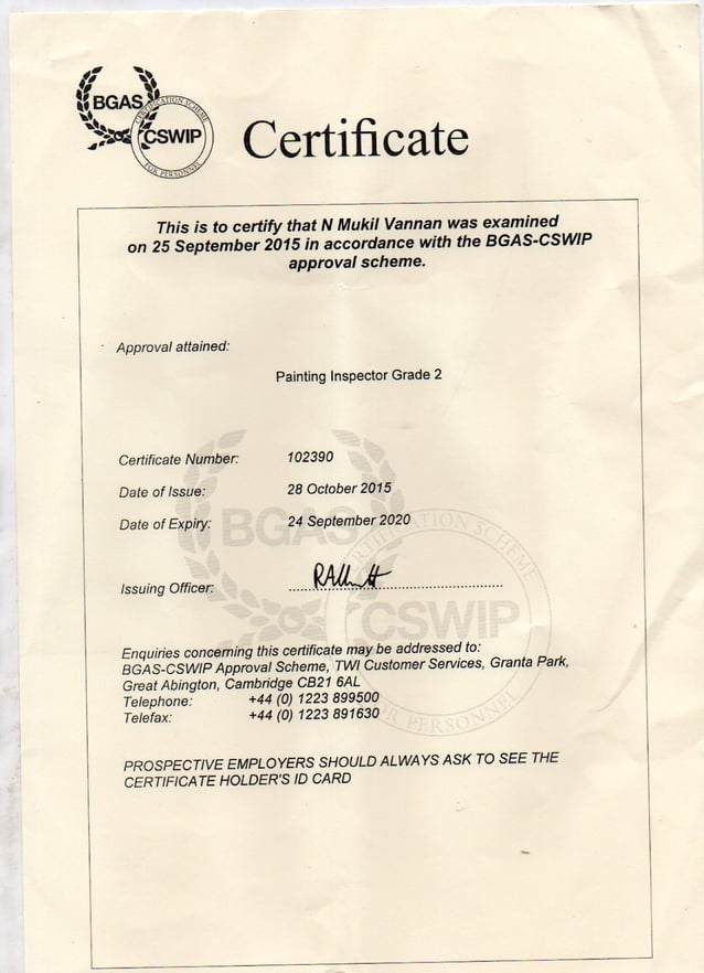 CSWIP (BGAS Painting Inspector) PDF