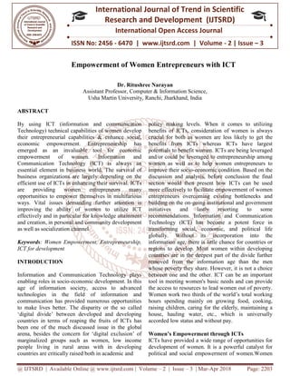 Empowerment of Women Entrepreneurs with ICT | PDF