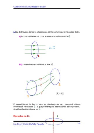 Cuaderno de Actividades: Física II




jv) La distribución de las LI relacionadas con la uniformidad e intensidad de B .
                                                                  r
      k) La uniformidad de las LI de acuerdo a la uniformidad del B .




                                           r ur  u
                                           B1 = cte



                             1


       kk) La densidad de LI vinculada a la B .




                                                          2


                                                      B1 < B2
                1

El conocimiento de las LI para las distribuciones de I permitirá obtener
                          r
información valiosa del B , lo que permitirá para distribuciones de I especiales,
                                r
simplificar la obtención de los B .


Ejemplos de LI:                                       I



                                                                              146
Lic. Percy Víctor Cañote Fajardo
 