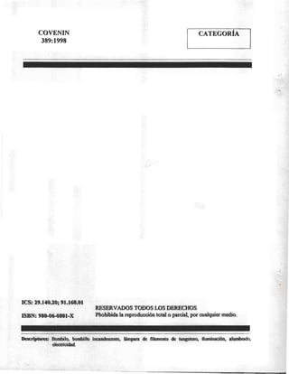 COVENIN 389-98 bombillos de uso general