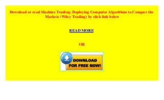 Machine Trading PDF Free Download books