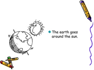 The earth goes
around the sun.
 