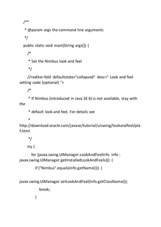 Net Beans Codes for Student Portal | PDF