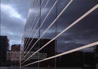 “SOLAR Decathlon Europe”, SML House Project, Spain.
The SML House, designed by CEU Cardenal Herrera University for the
Solar Decathlon Cathalon (2010), was awarded as FIRST OF ITS CLASS for
Industrialisation and Market feasibility. Onyx Solar participated in the project
with the integration of a photovoltaic facade combined with Corian (Dupont)
for an aesthetic finish, generates kWh per year.
 