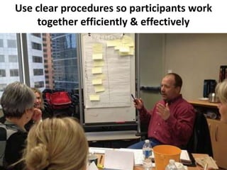Use clear procedures so participants work
together efficiently & effectively
 
