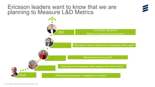 Scott Schaffer, Learning measurement and analytics, 2017
CLO
CEO
Ericsson leaders want to know that we are
planning to Mea...