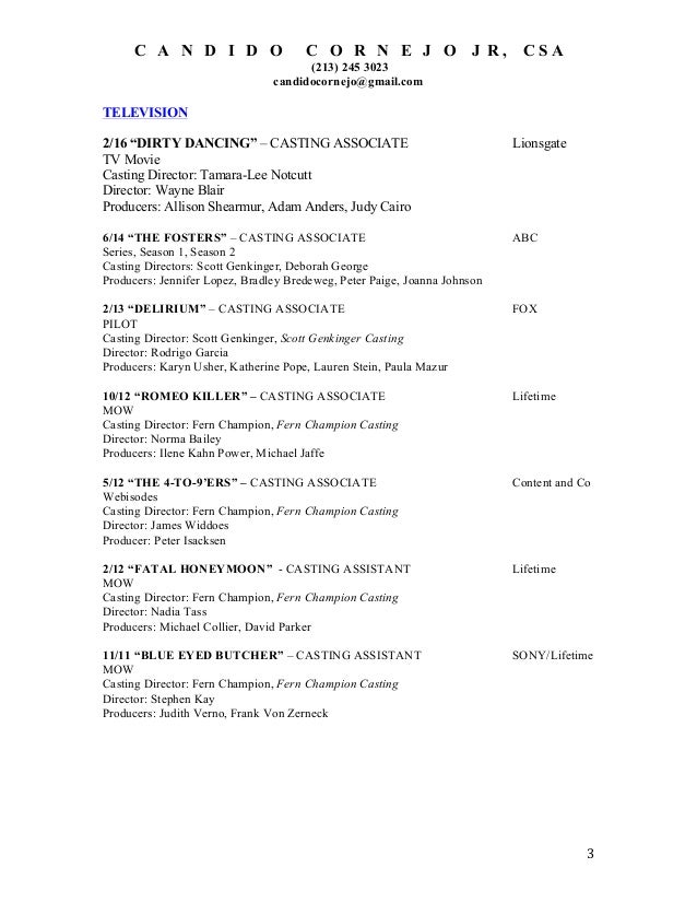 casting assistant resume