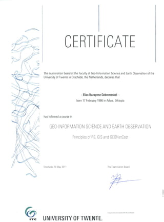 IGEOS Certificate,ITC,Twente