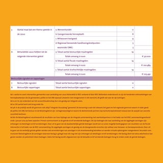 Ad 1: aantal en soort interventies gemeenten naar aanleiding van casus behandeld in RIEC-verband of door RIEC Rotterdam ondersteund: zo zijn de honderden ontmantelingen van
hennepkwekerijen die de gemeenten, politie en het OM separaat uitvoeren niet meegenomen in dit overzicht, dit geldt ook voor de 13b sluitingen.
Ad 1a en 1b: zijn onderdeel van het accounthouderschap, 6a is als gevolg van integrale cases.
Ad 1e: Dit aantal komt ook terug onder 6a.
Ad 4A: In de praktijk wordt dit gremium niet altijd “Integrale Stuurploeg” genoemd. De benaming is ook niet relevant; het gaat om het regionale gremium waarin in ieder geval
de politie, het OM, het bestuur en de Belastingdienst zijn  vertegenwoordigd en waarin de deelnemende partners (op tactische/operationeel niveau) over de aanpak van concrete
casuïstiek beslissen.
Ad 6b: De Belastingdienst verantwoordt de resultaten van haar bijdrage aan de integrale samenwerking met overheidspartners in het kader van het RIEC samenwerkingsverband
sinds 1 januari 2015 op twee aspecten. Primair communiceert ze de geïnde en/of verrekende bedragen. Dit zijn bedragen die naar aanleiding van de opgelegde aanslagen zijn
ontvangen via betalingen en/of verrekeningen. Door uit te gaan van de daadwerkelijke geïnde bedragen wordt een zo zuiver mogelijk beeld gegeven van resultaten van de fiscale
interventie in het kader van de RIEC samenwerking. De opgelegde aanslagen als gevolg van de doorgevoerde correcties zijn vatbaar voor bezwaar- en beroepsprocedures. Door uit
te gaan van de werkelijk geïnde gelden worden ook verminderingen van aanslagen in de verantwoording betrokken en worden virtuele opbrengsten meegerekend. Secundair com-
municeert Belastingdienst de aanslagen waarvoor beslag is gelegd maar die nog niet zijn ontvangen als betalingen en/of verrekeningen. Het beslag dient tot extra zekerheid en kan
gezien worden als potentieel inbare bedragen. Zodra het beslag wordt uitgewonnen zijn de betaalde en/of verrekende bedragen terug te vinden onder de geinde bedragen.
5 Aantal maal dat een thema speelde in
de casus
a. Mensenhandel: 35
b. Georganiseerde hennepteelt: 2
c.Witwassen/vastgoed: 30
d. Regionaal benoemde handhavingsknelpunten:
     waaronder OMG:
53
5
6 Behandelde casussen hebben tot de
volgende interventies geleid
Totale omvang in euro
b.Totaal aantal fiscale maatregelen: 14
Totale omvang in euro
c.Totaal aantal strafrechtelijke maatregelen:
€1.249.560
2
Bestuurlijke dossiers en rapportages
7 Bestuurlijke signalen                Totale omvang in euro 0
8 Bestuurlijke rapportages Totaal aantal bestuurlijke rapportages 0
Bestuurlijke signalen en rapportages
5
6
7
8
Aantal maal dat een thema speelde in
de casus
Behandelde casus hebben tot de
volgende interventies geleid
Bestuurlijke signalen
Bestuurlijke rapportages
0
8
9
5
3
19
14
14
0
0
e 30.000
e 100.484
e 225.491
a. Mensenhandel:
b. Georganiseerde hennepteelt:
c.Witwassen/vastgoed:
d. Regionaal benoemde handhavingsknelpunten:
    waaronder OMG:
a.Totaal aantal bestuurlijke maatregelen
	 	 Totale omvang in euro
b.Totaal aantal fiscale maatregelen:
	 	 Totale omvang in euro
c.Totaal aantal strafrechtelijke maatregelen:
	 	 Totale omvang in euro
Totaal aantal bestuurlijke signalen
Totaal aantal bestuurlijke rapportages
 