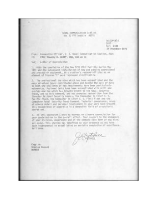 Britt NSA Commendation Letter