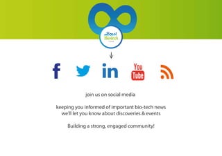 join us on social media
keeping you informed of important bio-tech news
we'll let you know about discoveries & events
Building a strong, engaged community!
 