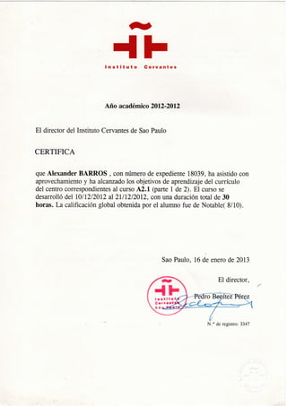 Instituto Cervantes - Curso A2.1 - 2012