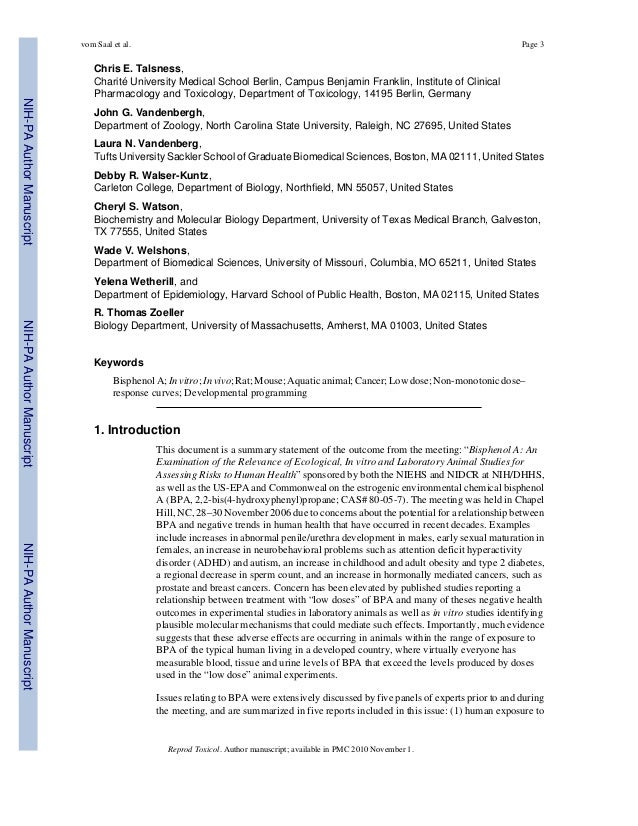 38 experts on bpa panel consensus statement. effects in animals and p…