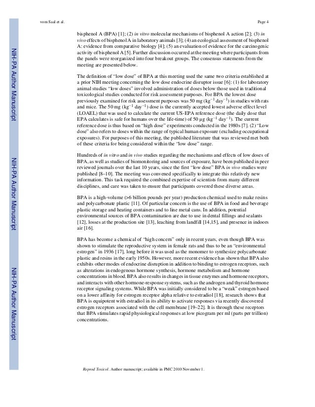 38 experts on bpa panel consensus statement. effects in animals and p…