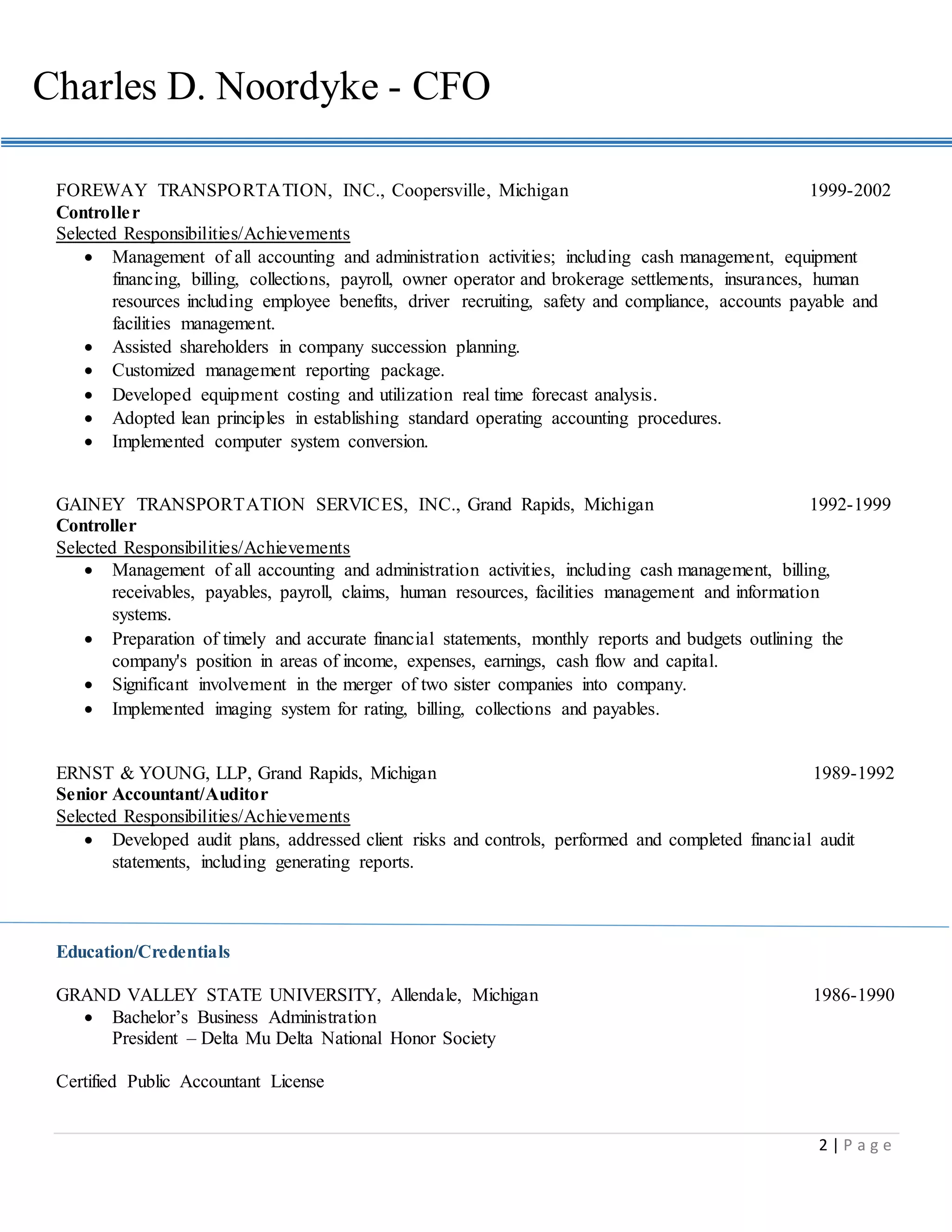 Chuck Noordyke Resume | DOCX