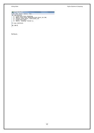 Aisling Fallon Higher Diploma in Computing
57
Rollback;
 