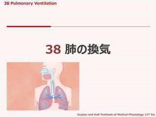 38 Pulmonary Ventilation
Guyton and Hall Textbook of Medical PHysiology 13th Ed.
38 肺の換気
 
