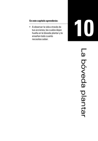 Reflexología podal 091-269   27/12/04 10:46    Página 177




                                                            10
                      En este capítulo aprenderás:

                      • A observar la vida a través de
                        tus acciones, las cuales dejan
                        huella en la bóveda plantar y te
                        enseñan todo cuanto
                        necesitas saber.




                                                            La bóveda plantar
 