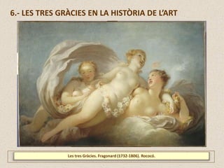 Les tres Gràcies. Fragonard (1732-1806). Rococó.
6.- LES TRES GRÀCIES EN LA HISTÒRIA DE L’ART
 