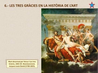 Mart desarmat per Venus i Les tres
Gràcies, 1822-24. Neoclassicisme.
Jacques-Louis David (1748-1825).
6.- LES TRES GRÀCIES EN LA HISTÒRIA DE L’ART
 
