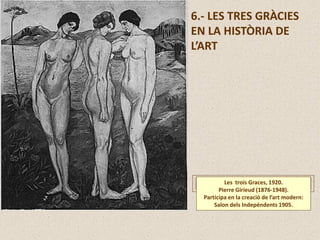 Les trois Graces, 1920.
Pierre Girieud (1876-1948).
Participa en la creació de l’art modern:
Salon dels Indepéndents 1905.
6.- LES TRES GRÀCIES
EN LA HISTÒRIA DE
L’ART
 