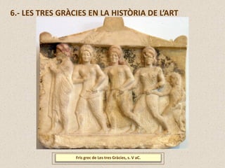 Fris grec de Les tres Gràcies, s. V aC.
6.- LES TRES GRÀCIES EN LA HISTÒRIA DE L’ART
 
