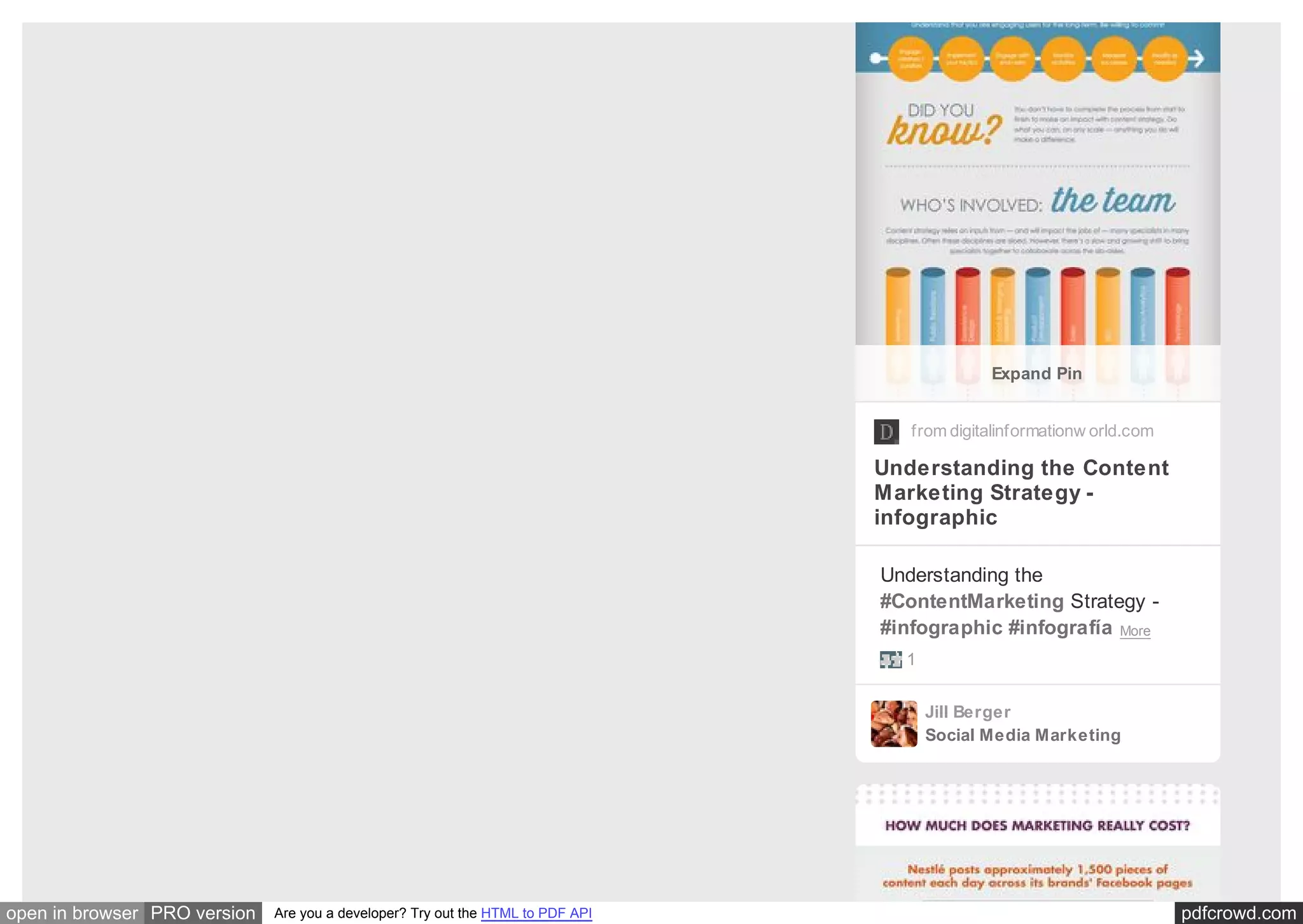 pdfcrowd.comopen in browser PRO version Are you a developer? Try out the HTML to PDF API
How
Stra
#info
How
For t
#Ma
More
from digitalinformationw orld.com
Understanding the Content
Marketing Strategy -
infographic
Understanding the
#ContentMarketing Strategy -
#infographic #infografía More
1
Jill Berger
Social Media Marketing
Expand Pin
 
