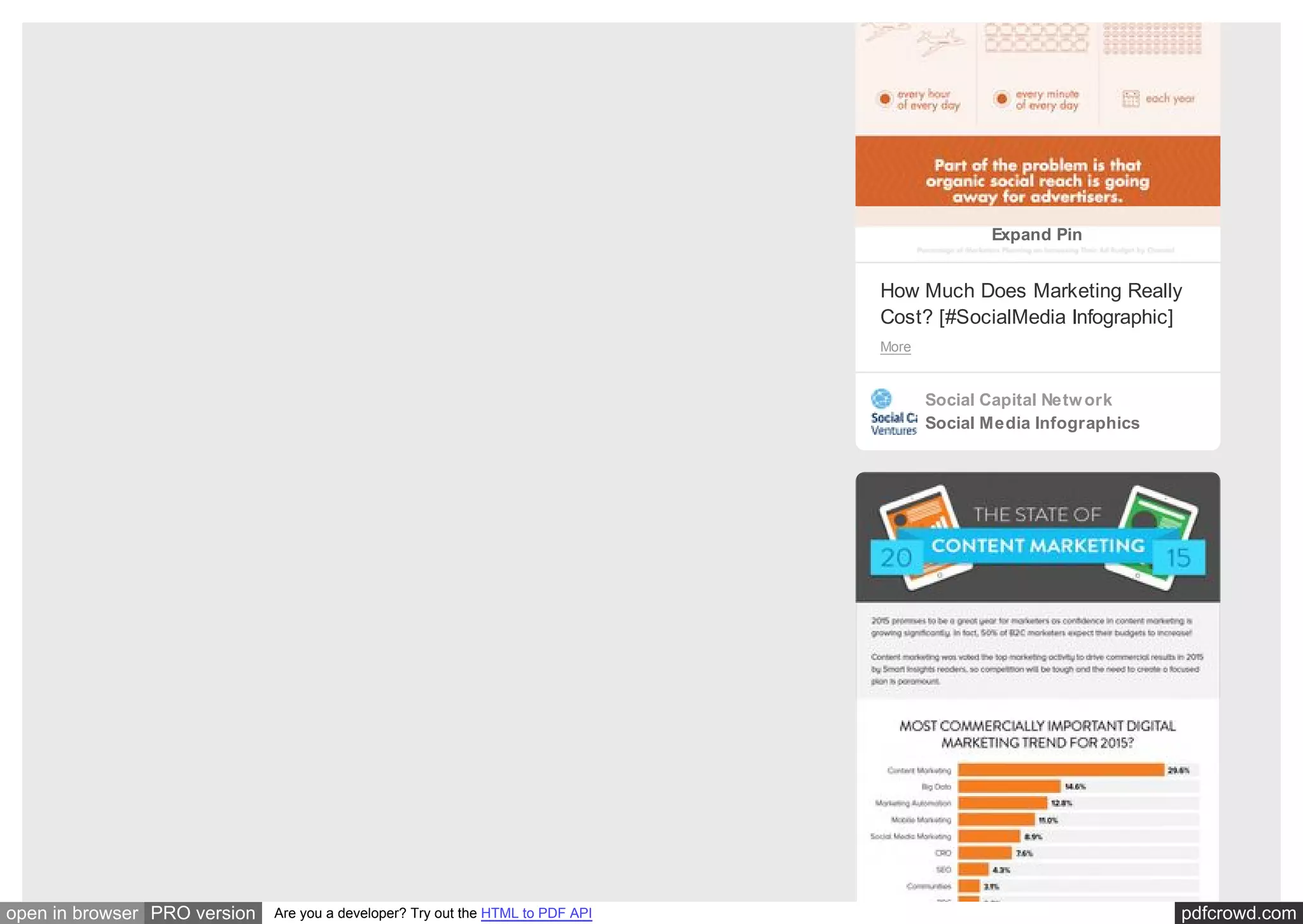 pdfcrowd.comopen in browser PRO version Are you a developer? Try out the HTML to PDF API
How Much Does Marketing Really
Cost? [#SocialMedia Infographic]
More
Social Capital Network
Social Media Infographics
Expand Pin
 